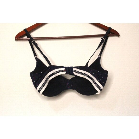 Tommy Hilfiger Padded 34 C Underwire Logo Blue Micro Preppy Y2K Up Bra - Picture 3 of 10